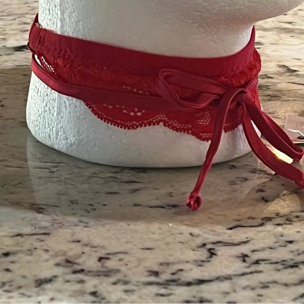 NWT Free people X HAH All Choked Up Choker Lace Garter Necklace XS S M L  Red